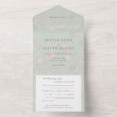Invitation Tout En Un Mariage Rose de thé doux (À l'intérieur)