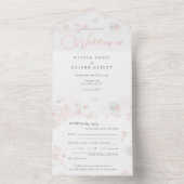 Invitation Tout En Un Mariage Rose de thé doux (À l'intérieur)