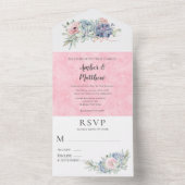 Invitation Tout En Un Mariage rose et or brillant (À l'intérieur)