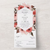 Invitation Tout En Un Mariage rose et rose rouge 2 (À l'intérieur)