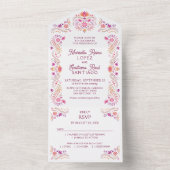 Invitation Tout En Un Mariage rose Fiesta (À l'intérieur)