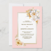 Invitation Tout en un Mariage rose floral blanc (Devant)