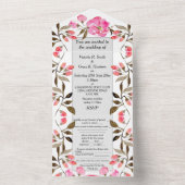 Invitation tout en un mariage - Rose floral rose d (À l'intérieur)