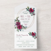 Invitation Tout En Un Mariage Rose Gold Frame Red Christmas (À l'intérieur)