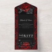 Invitation Tout En Un Mariage Rose gothique foncé (À l'intérieur)