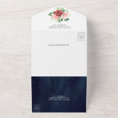 Invitation Tout En Un Mariage Rose Pâle Bourgogne Floral Dentelle Bleu N (Dehors)