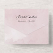 Invitation Tout En Un Mariage rose pâle des fleurs d'aquarelle (Verso)