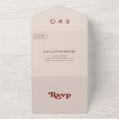 Invitation Tout En Un Mariage rose pêche rétro élégant (Dehors)