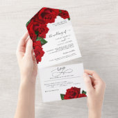 Invitation Tout En Un Mariage Rose Red Love (Déchirure)