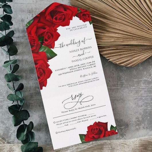 Invitation Tout En Un Mariage Rose Red Love