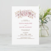 Invitation Tout en un Mariage rose Rustique (Debout devant)