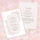 Invitation Tout en un Mariage rose Rustique
