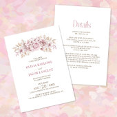 Invitation Tout en un Mariage rose Rustique