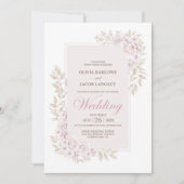 Invitation Tout en un Mariage rose Rustique (Devant)