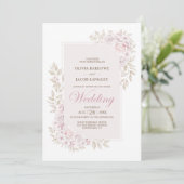 Invitation Tout en un Mariage rose Rustique (Debout devant)