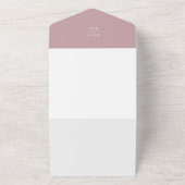Invitation Tout En Un Mariage Rose simple et poussiéreux contemporain (Dehors)