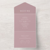 Invitation Tout En Un Mariage Rose simple et poussiéreux contemporain (À l'intérieur)