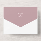 Invitation Tout En Un Mariage Rose simple et poussiéreux contemporain (Verso)