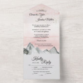 Invitation Tout En Un Mariage rose Sunrise Mountain (À l'intérieur)
