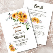 Invitation Tout en un Mariage rose tournesol rose