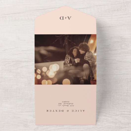 Invitation Tout En Un Mariage Rose tout-en-un classique (Dehors)