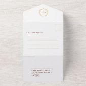 Invitation Tout En Un Mariage rouge blanc or ovale feuilles monogramme p (Dehors)