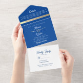 Invitation Tout En Un Mariage Royal Blue moderne (Déchirure)