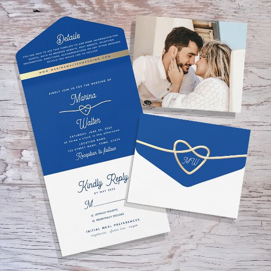 Invitation Tout En Un Mariage Royal Blue moderne