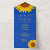 Invitation Tout En Un Mariage Royal Blue Yellow Sunflower RSVP (À l'intérieur)