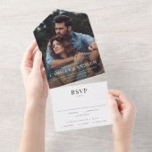 Invitation Tout En Un Mariage RSVP élégant et moderne (Déchirure)