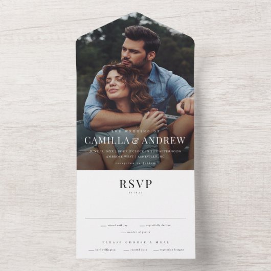 Invitation Tout En Un Mariage RSVP élégant et moderne (À l'intérieur)