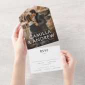 Invitation Tout En Un Mariage RSVP élégant et moderne (Déchirure)