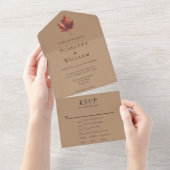 Invitation Tout En Un Mariage RSVP en terre cuite d'automne simple (Déchirure)