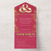 Invitation Tout En Un Mariage RSVP Gras Élégant Or Et Rose Magenta (À l'intérieur)