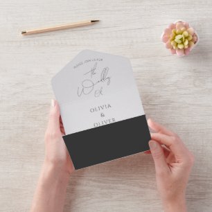 Invitation Tout En Un Mariage rsvp gris argent budget