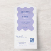 Invitation Tout En Un Mariage RSVP Lavender et Blue Wave QR Code RSVP (À l'intérieur)