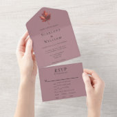 Invitation Tout En Un Mariage RSVP Mauve Entree simple et minimal à la f (Déchirure)