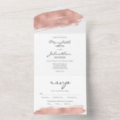 Invitation Tout En Un Mariage RSVP Rose moderne Gold Brusch (À l'intérieur)