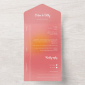 Invitation Tout En Un Mariage RSVP rose orange moderne rétrogradé (À l'intérieur)