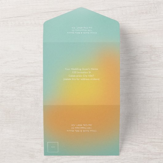 Invitation Tout En Un Mariage RSVP RSVP moderne Retro (Dehors)