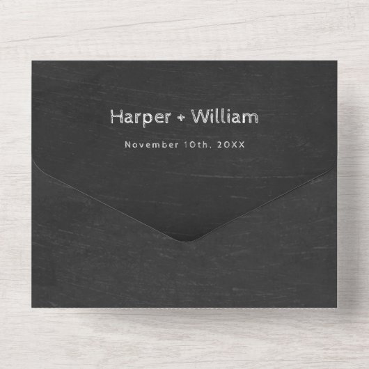 Invitation Tout En Un Mariage rsvp rsvp noir rustique (Verso)