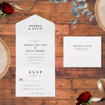 Invitation Tout En Un Mariage RSVP simple minimaliste noir blanc<br><div class="desc">Surprenez vos amis et votre famille avec ces invitations modernes et branchées tout en un mariage,  avec votre texte personnalisé. Ajoutez facilement vos propres détails en cliquant sur l'option "personnaliser".</div>