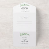 Invitation Tout En Un Mariage RSVP Tout en Sage Vert Moderne Photo Végét (Dehors)