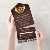 Invitation Tout En Un Mariage Russe Sunflower Gold Deer Antlers (Déchirure)