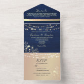 Invitation Tout En Un Mariage Rustic Navy Blue String (À l'intérieur)