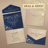 Invitation Tout En Un Mariage Rustic Navy Blue String