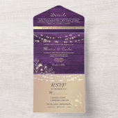 Invitation Tout En Un Mariage Rustique à chaîne violet (À l'intérieur)