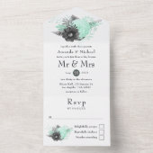 Invitation Tout En Un Mariage rustique à la menthe et au charbon de bois (À l'intérieur)