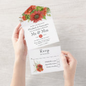 Invitation Tout En Un Mariage Rustique Bohème Fleurs de Soleil Rouges To (Déchirure)