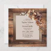 Invitation Tout En Un Mariage Rustique Brûlé Orange Floral Bo (Devant)